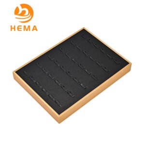 Black Leatherette With Gold Trim 36 Ring Clips Tray