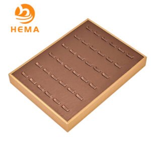 Brown Leatherette With Gold Trim 36 Ring Clips Tray