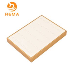 White Leatherette With Gold Trim 36 Ring Clips Tray