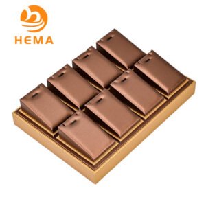 Brown Leatherette With Gold Trim 8 Necklace Display Tray