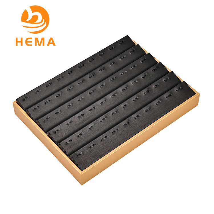 Black Leatherette With Gold Trim 60 Piece Small Pendants Display Tray