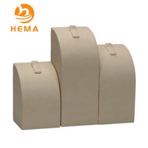 Beige Leather Single Clip Jewelry Ring Display Stand